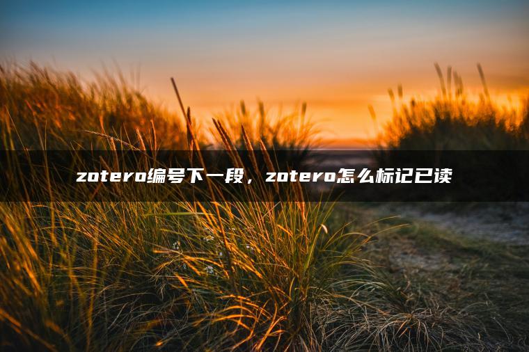 zotero编号下一段，zotero怎么标记已读