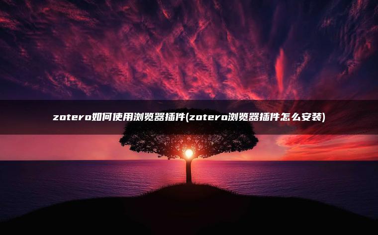 zotero如何使用浏览器插件(zotero浏览器插件怎么安装)