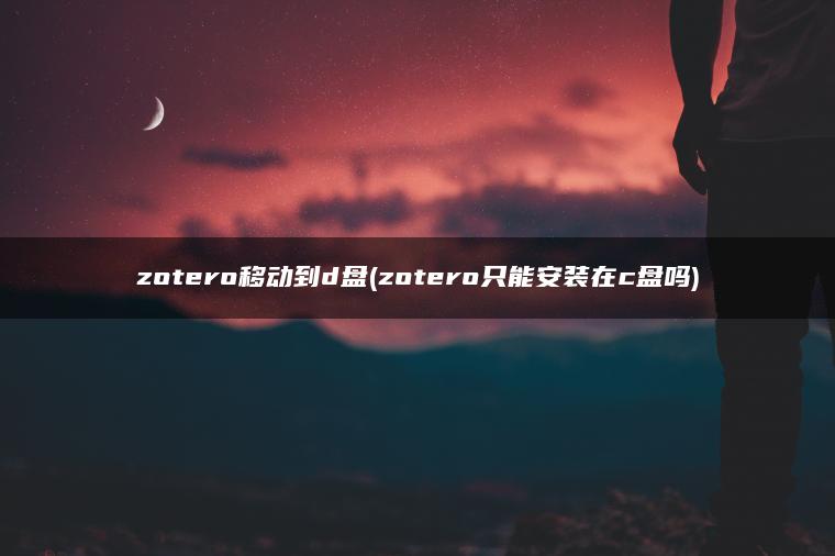 zotero移动到d盘(zotero只能安装在c盘吗)