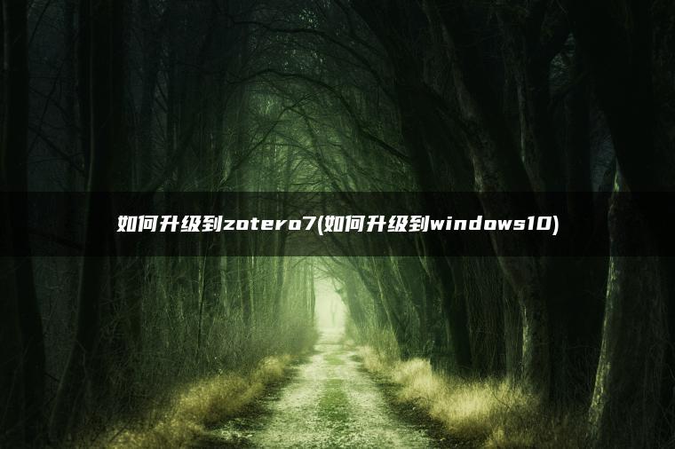 如何升级到zotero7(如何升级到windows10)