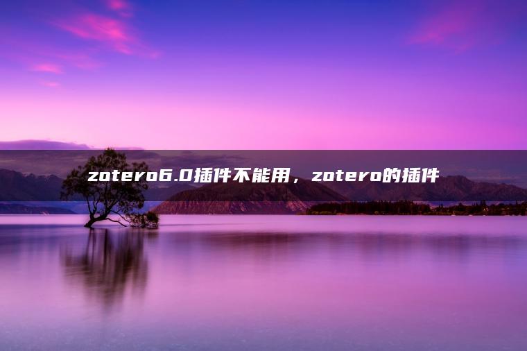 zotero6.0插件不能用，zotero的插件