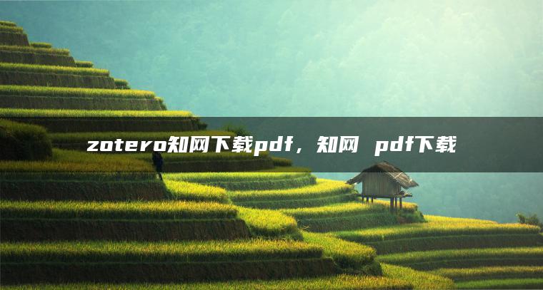 zotero知网下载pdf，知网 pdf下载