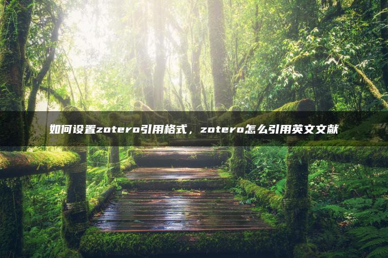 如何设置zotero引用格式，zotero怎么引用英文文献