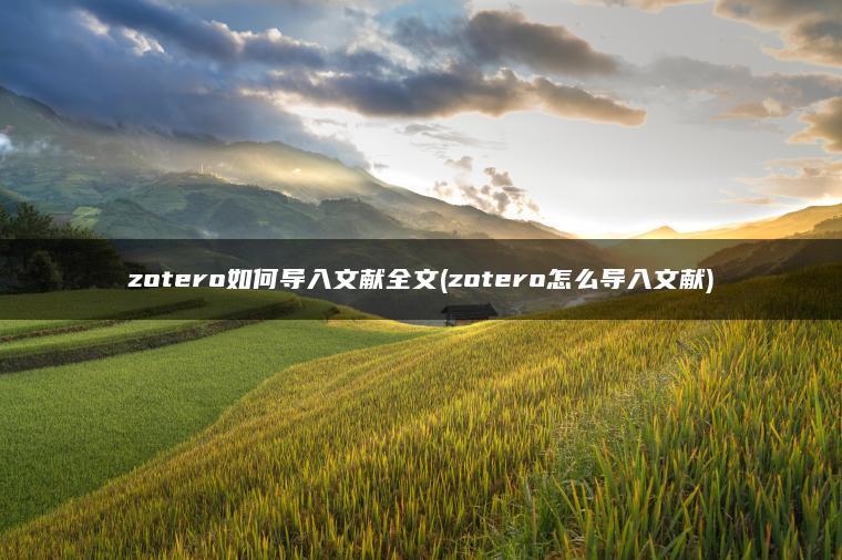 zotero如何导入文献全文(zotero怎么导入文献)