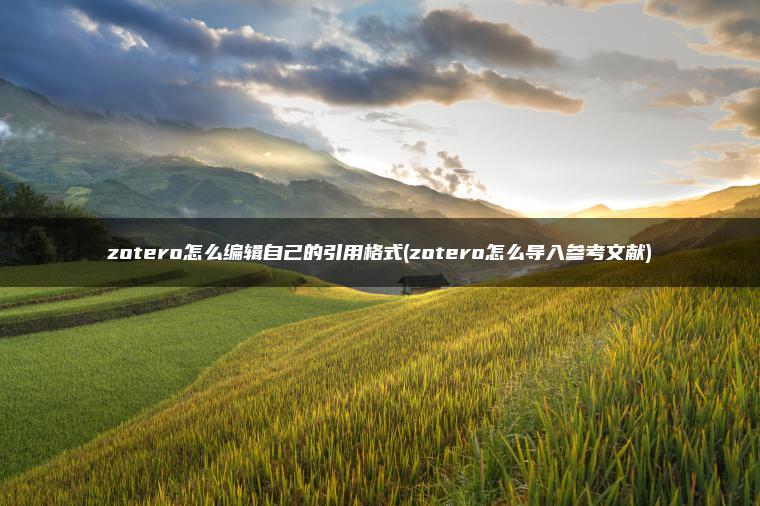 zotero怎么编辑自己的引用格式(zotero怎么导入参考文献)