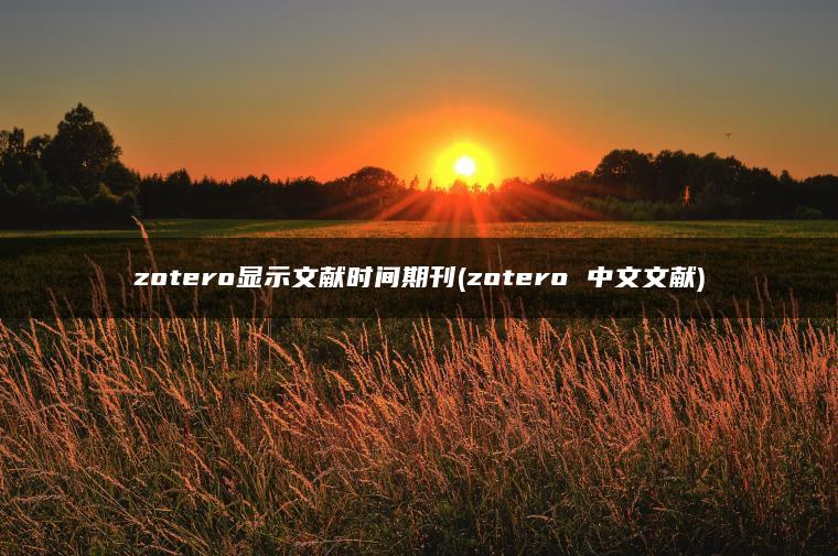 zotero显示文献时间期刊(zotero 中文文献)