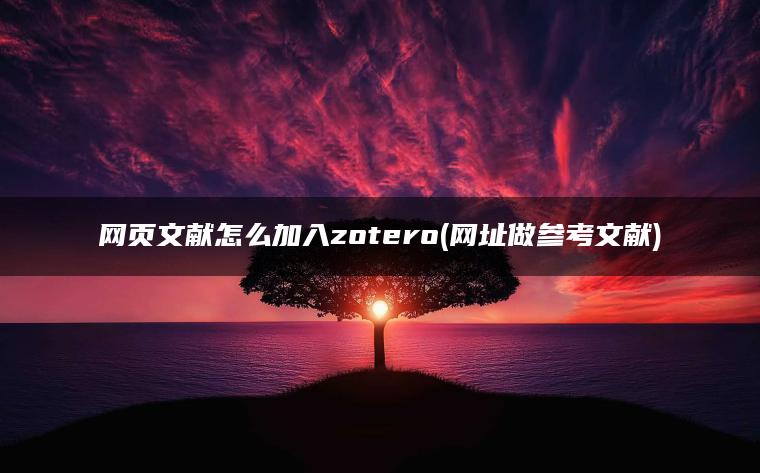 网页文献怎么加入zotero(网址做参考文献)