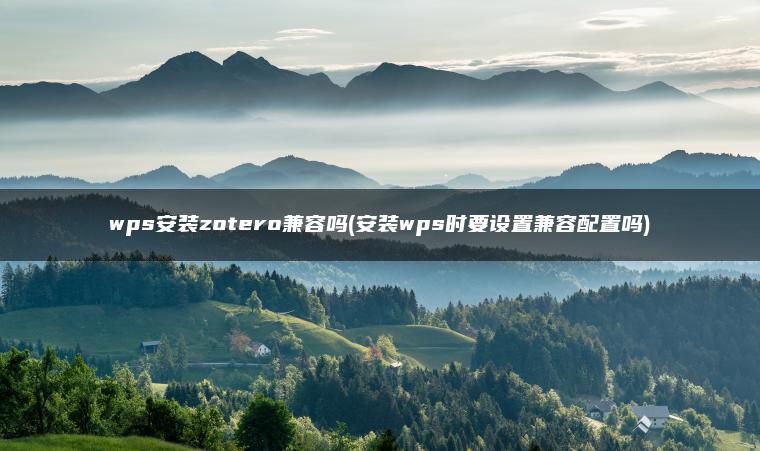 wps安装zotero兼容吗(安装wps时要设置兼容配置吗)