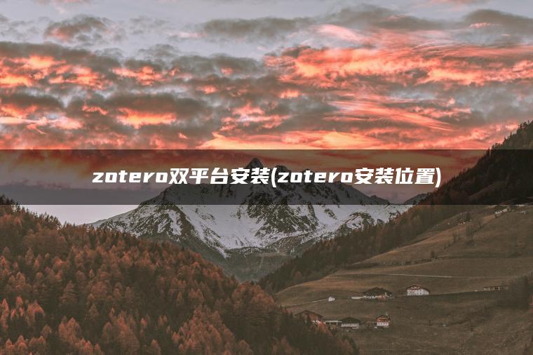 zotero双平台安装(zotero安装位置)