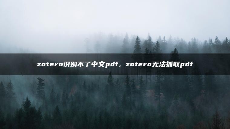 zotero识别不了中文pdf，zotero无法抓取pdf