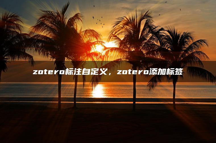 zotero标注自定义，zotero添加标签