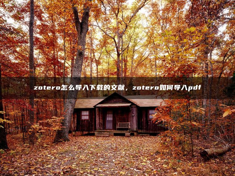 zotero怎么导入下载的文献，zotero如何导入pdf