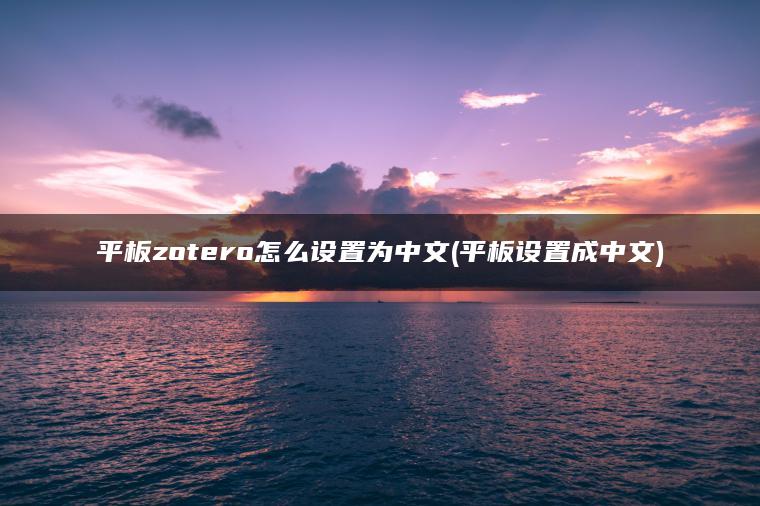 平板zotero怎么设置为中文(平板设置成中文)