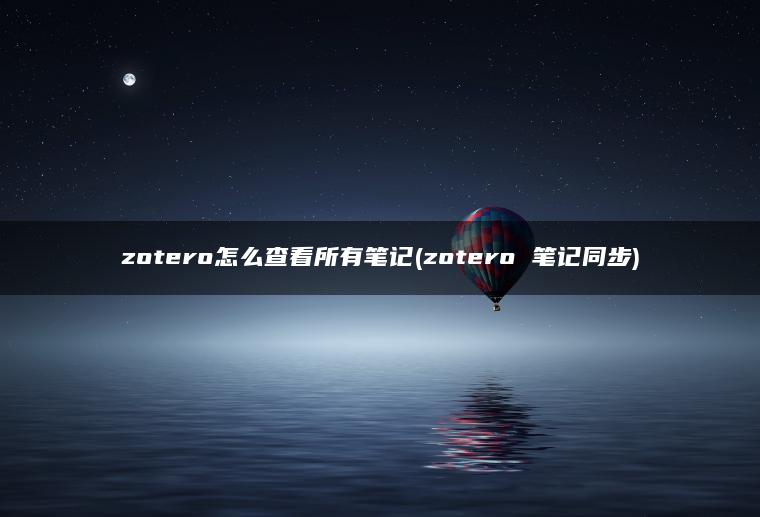 zotero怎么查看所有笔记(zotero 笔记同步)