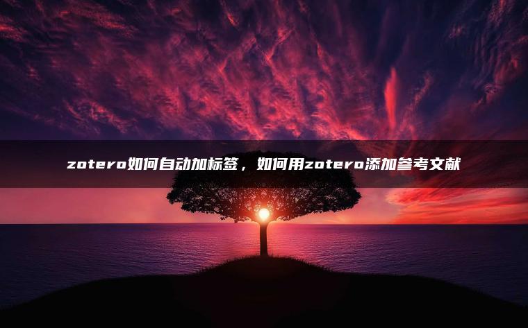 zotero如何自动加标签，如何用zotero添加参考文献