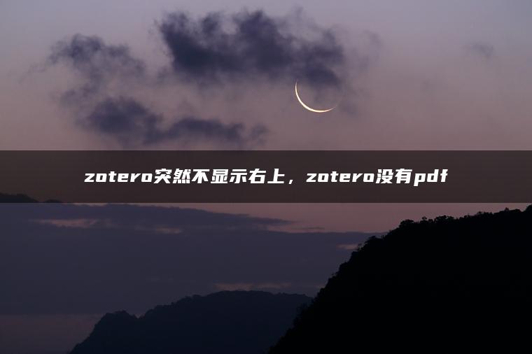 zotero突然不显示右上，zotero没有pdf