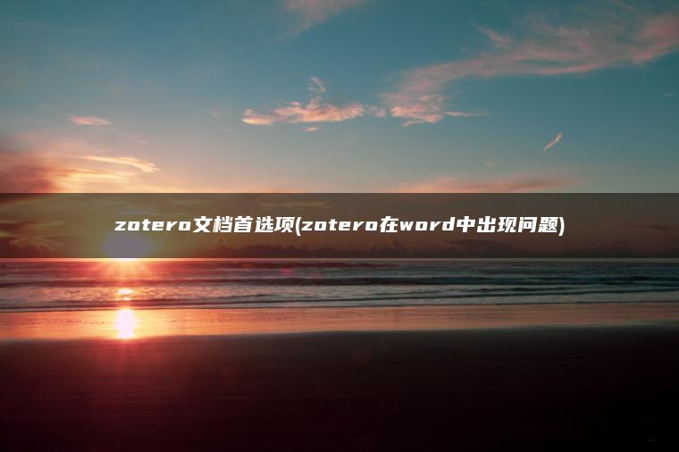 zotero文档首选项(zotero在word中出现问题)