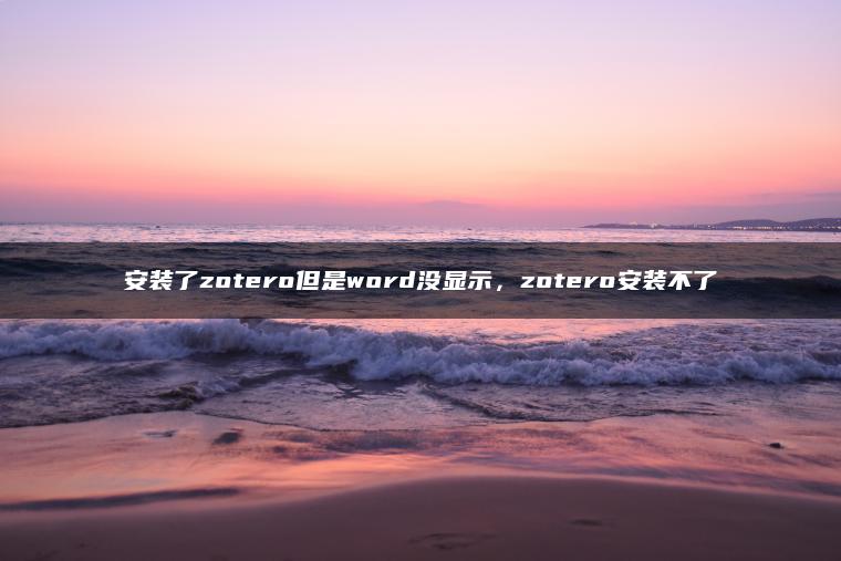 安装了zotero但是word没显示，zotero安装不了