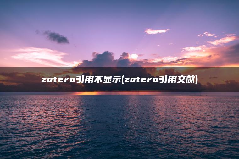 zotero引用不显示(zotero引用文献)