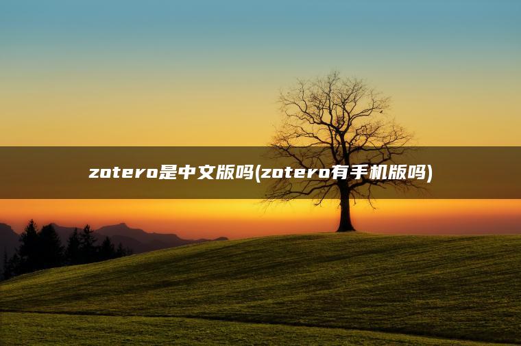 zotero是中文版吗(zotero有手机版吗)