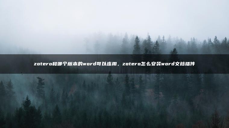 zotero和哪个版本的word可以连用，zotero怎么安装word文档插件