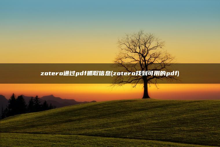 zotero通过pdf抓取信息(zotero找到可用的pdf)