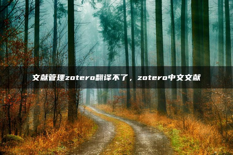 文献管理zotero翻译不了，zotero中文文献