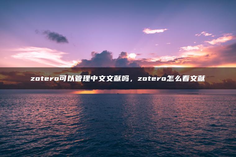 zotero可以管理中文文献吗，zotero怎么看文献