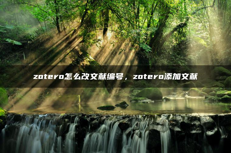 zotero怎么改文献编号，zotero添加文献