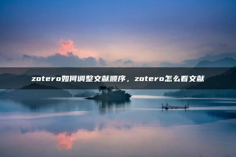 zotero如何调整文献顺序，zotero怎么看文献