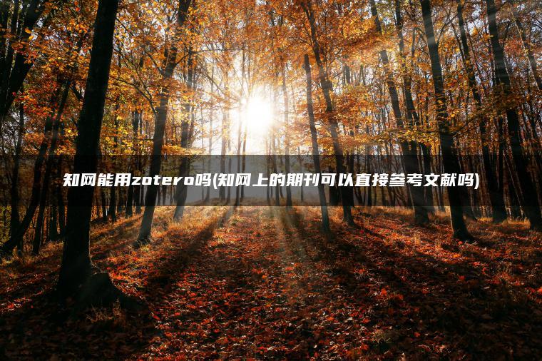 知网能用zotero吗(知网上的期刊可以直接参考文献吗)