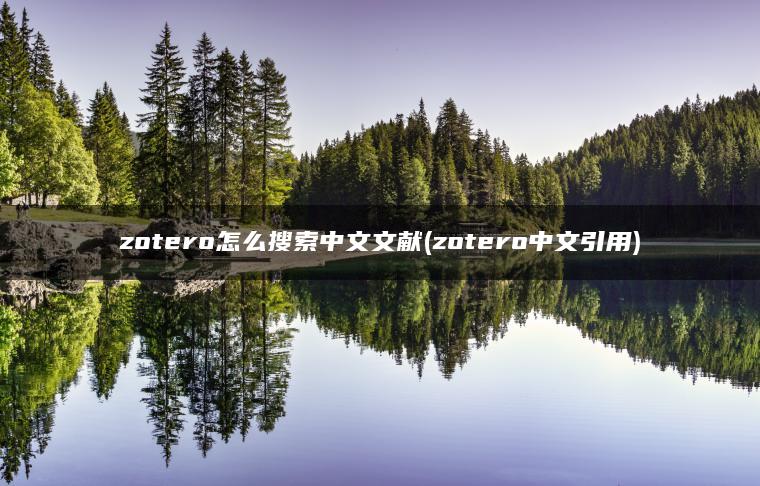 zotero怎么搜索中文文献(zotero中文引用)