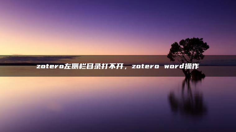 zotero左侧栏目录打不开，zotero word操作