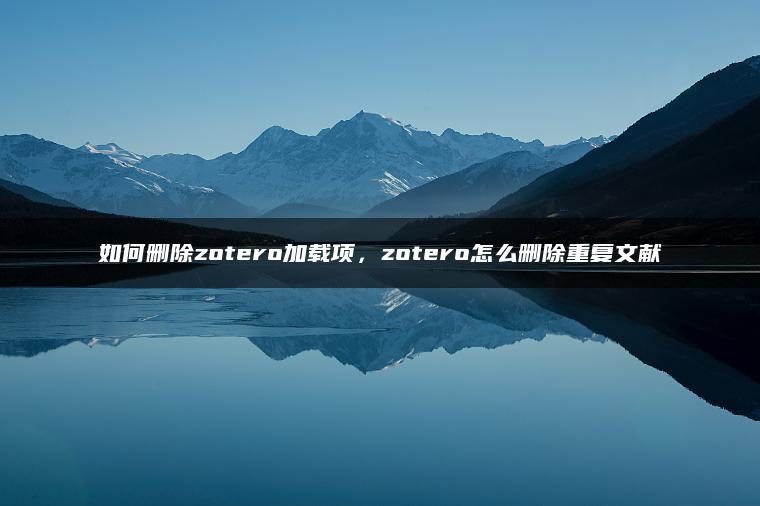 如何删除zotero加载项，zotero怎么删除重复文献