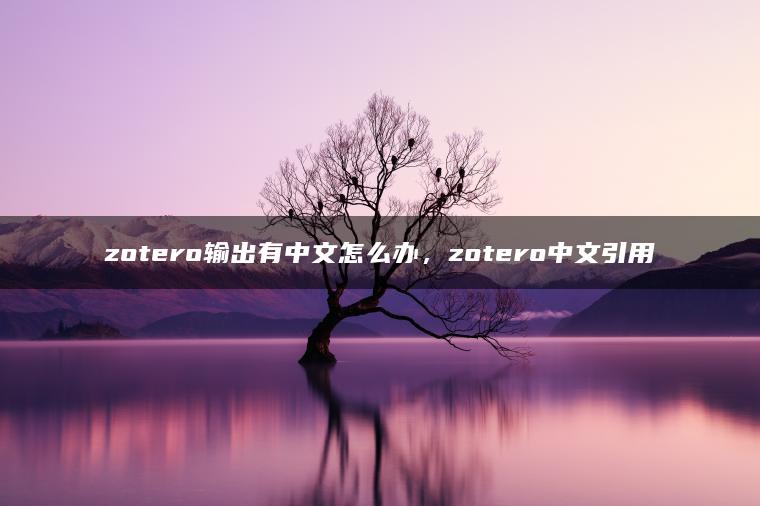 zotero输出有中文怎么办，zotero中文引用