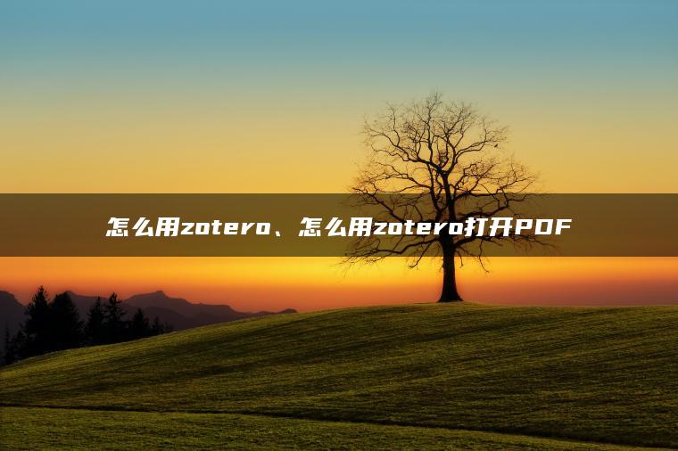 怎么用zotero、怎么用zotero打开PDF