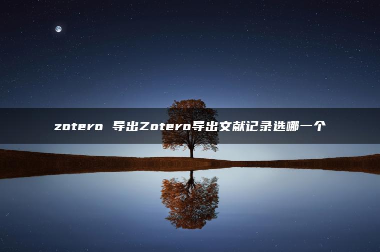 zotero 导出Zotero导出文献记录选哪一个