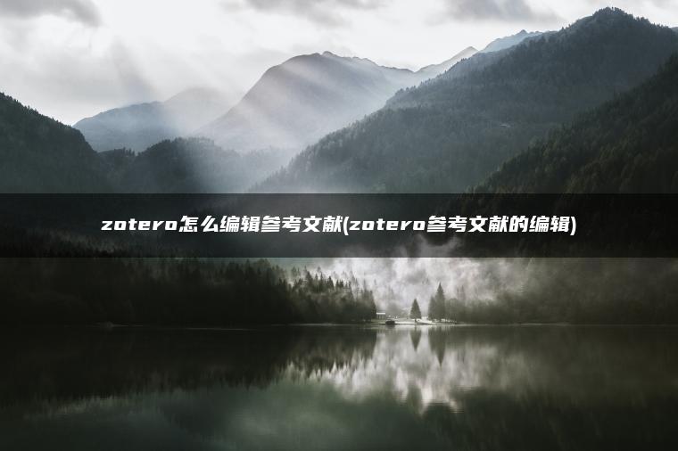 zotero怎么编辑参考文献(zotero参考文献的编辑)