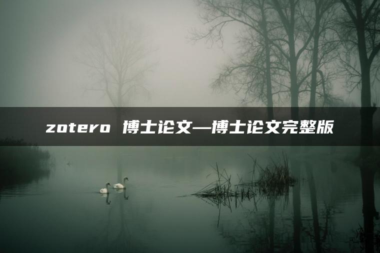 zotero 博士论文—博士论文完整版