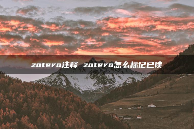 zotero注释 zotero怎么标记已读