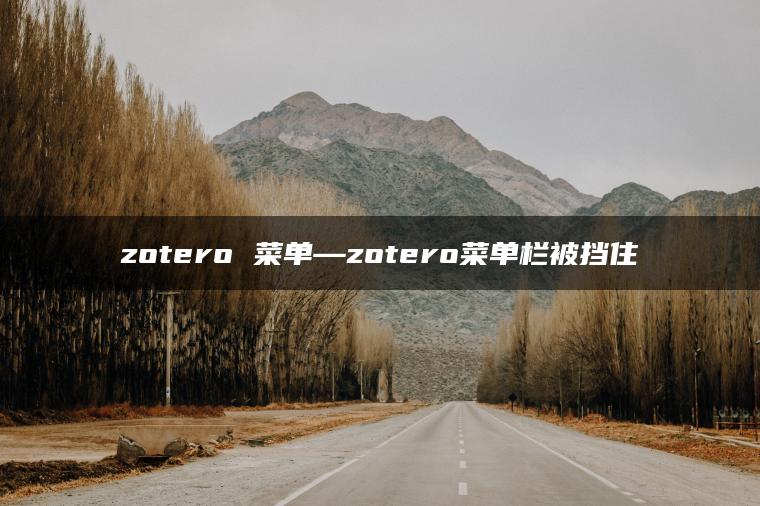 zotero 菜单—zotero菜单栏被挡住