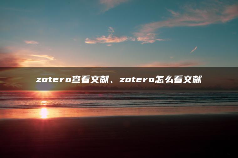 zotero查看文献、zotero怎么看文献