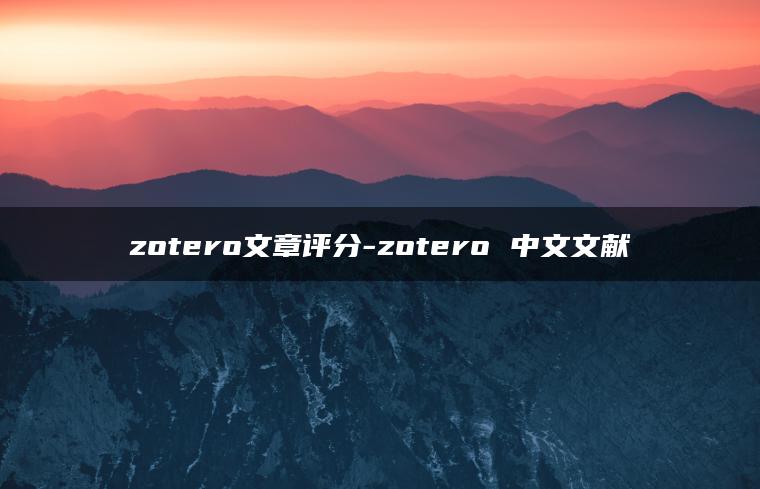 zotero文章评分-zotero 中文文献