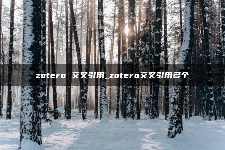 zotero 交叉引用_zotero交叉引用多个