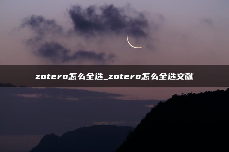 zotero怎么全选_zotero怎么全选文献