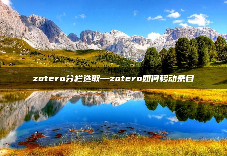 zotero分栏选取—zotero如何移动条目