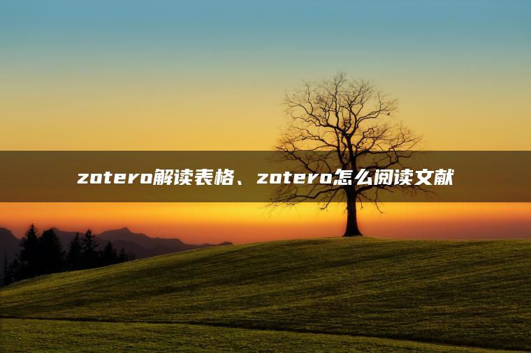 zotero解读表格、zotero怎么阅读文献