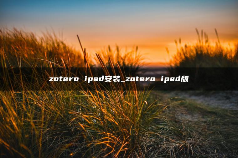 zotero ipad安装_zotero ipad版